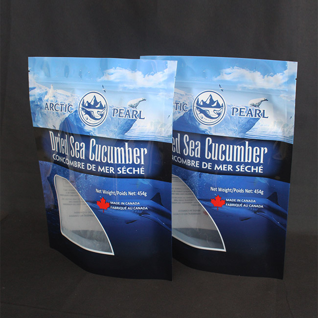 Plastic Resealable Zipper Sea Cucumber Sea Slug Packing Seafood Stand Up Pouches Bags