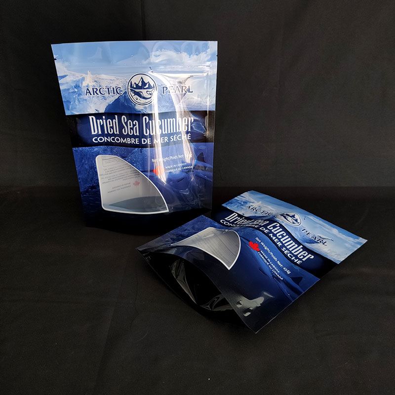 Plastic Resealable Zipper Sea Cucumber Sea Slug Packing Seafood Stand Up Pouches Bags