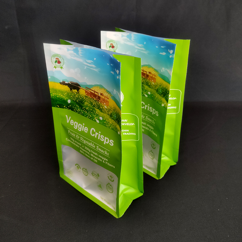 Biodegradable 8 Side Seal Bag Zip Lock Flat Bottom Print Logo Dry Food Packaging Bags