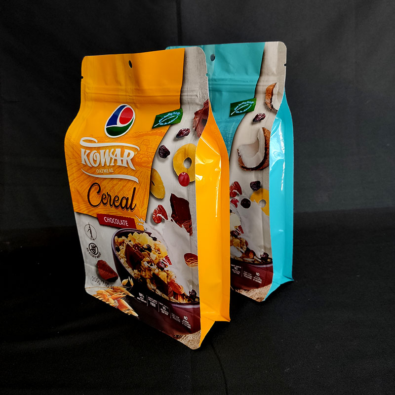 Customized Printed Flat Bottom Resealable Zip Lock Sealed Bag Flat Bottom Pouch Eight Side Sealing Bags